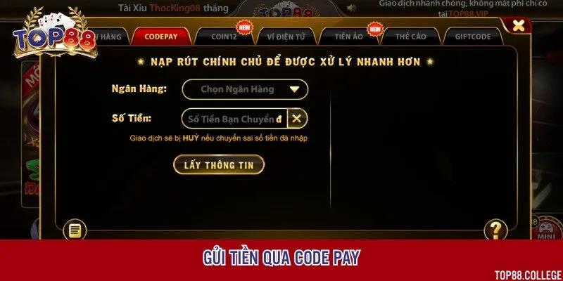 Sử dụng Code Pay đề nạp tiền nhanh hơn, thuận tiện hơn